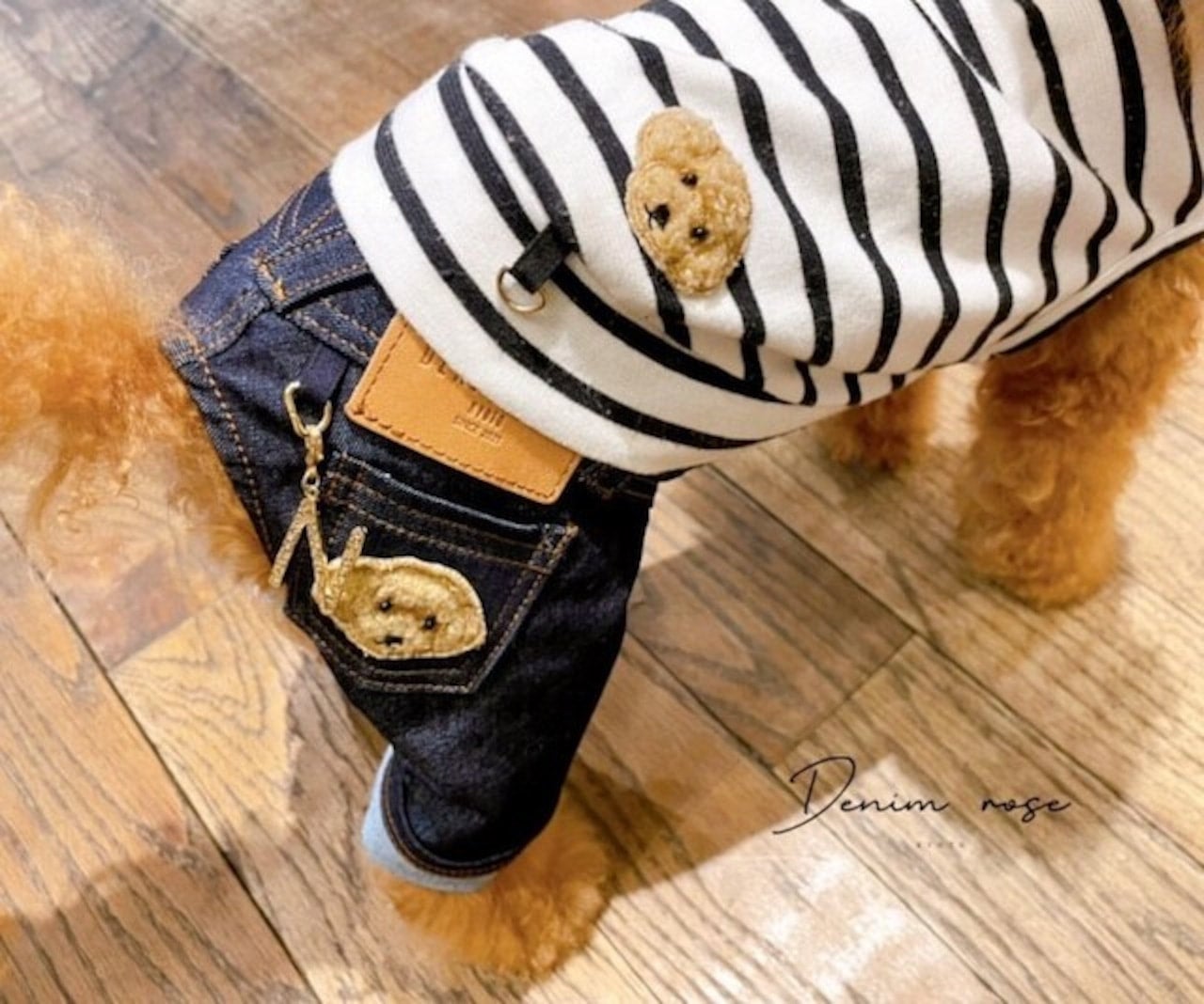 Denim rose（デニムローズ）【袖なし】太番手ワッペンボーダーノースリーブカットソー ゆうパケット対応 |  おしゃれな犬服と愛犬の食事なら谷根千の谷根犬